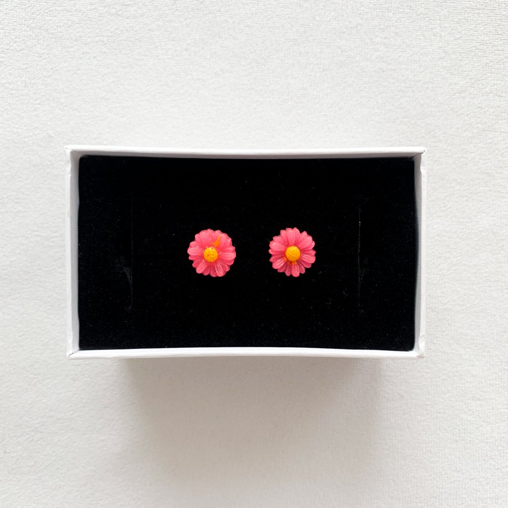 Bright Pink Flower Stud Earrings 10$
